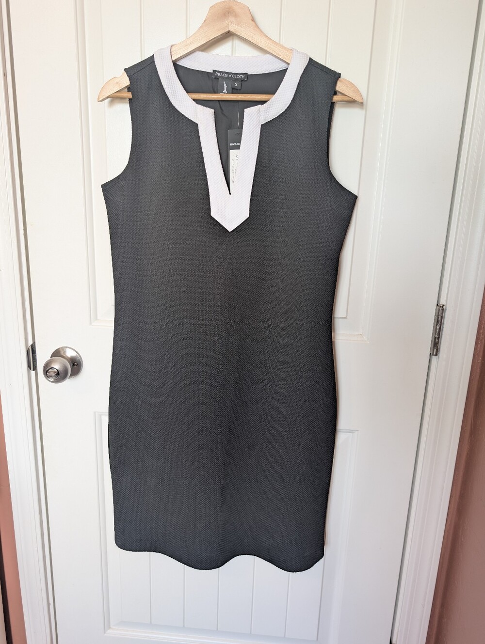 NWT Peace of Cloth Lark V-Neck Midi Dress Small Black/White